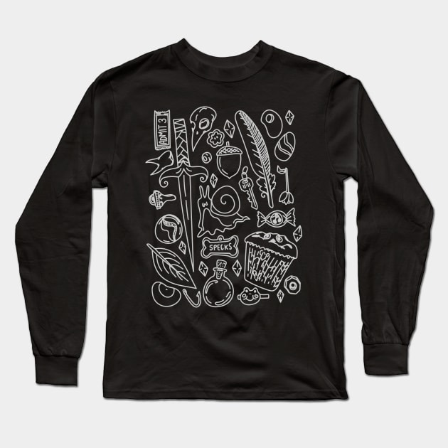 Junk and Treasure Doodles "Goblincore" Long Sleeve T-Shirt by Boreal-Witch